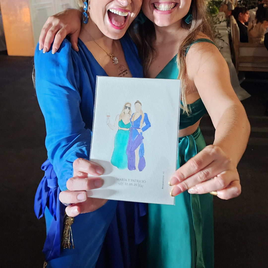 Acuarela en Vivo| Siluetas Parejas