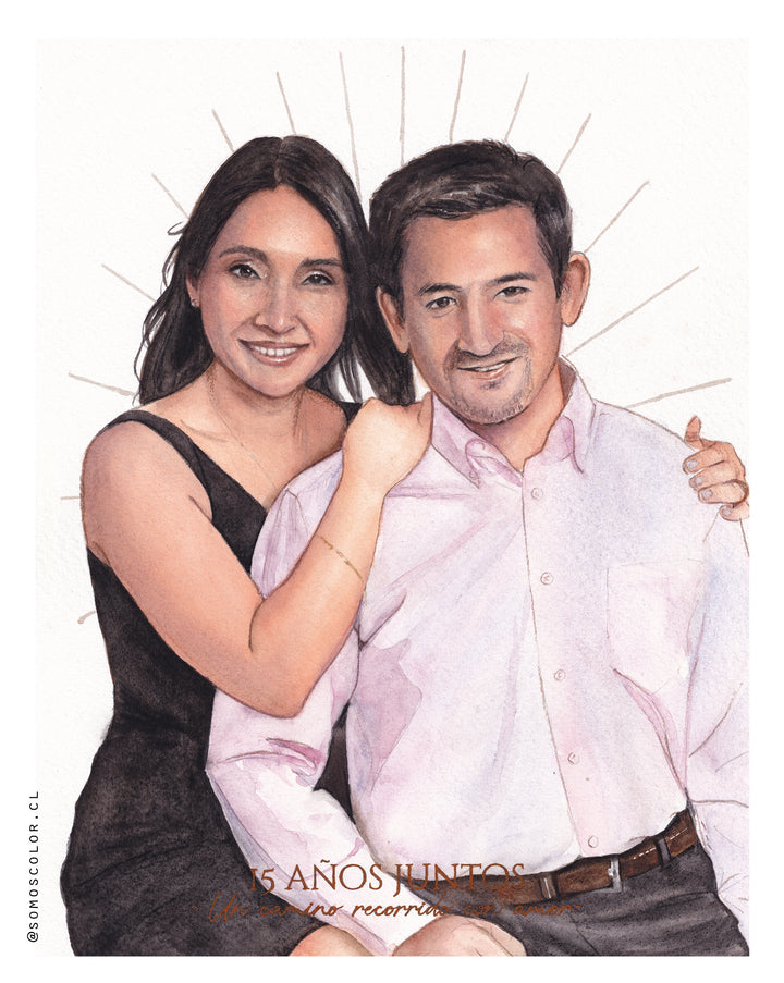 Acuarela en Estudio | Retrato de Novios