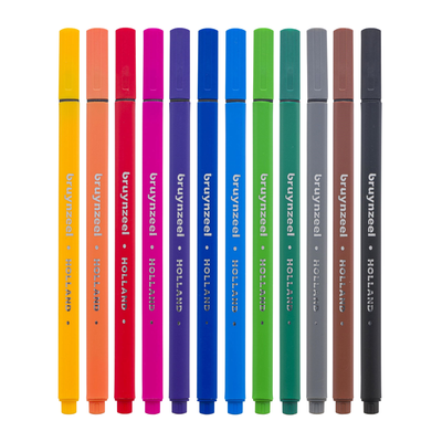 Bruynzeel - Marcadores Punta Fina Set 12 Colores Básicos - Somos Color