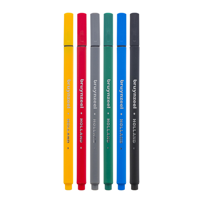 Bruynzeel - Marcadores Punta Fina Set 6 Colores Básicos - Somos Color