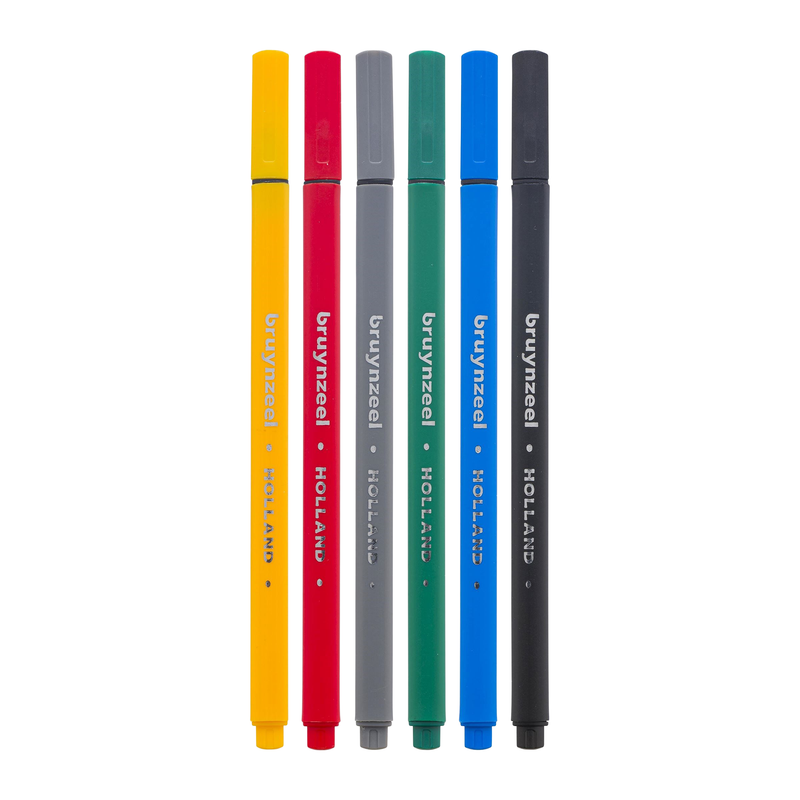 Bruynzeel - Marcadores Punta Fina Set 6 Colores Básicos - Somos Color