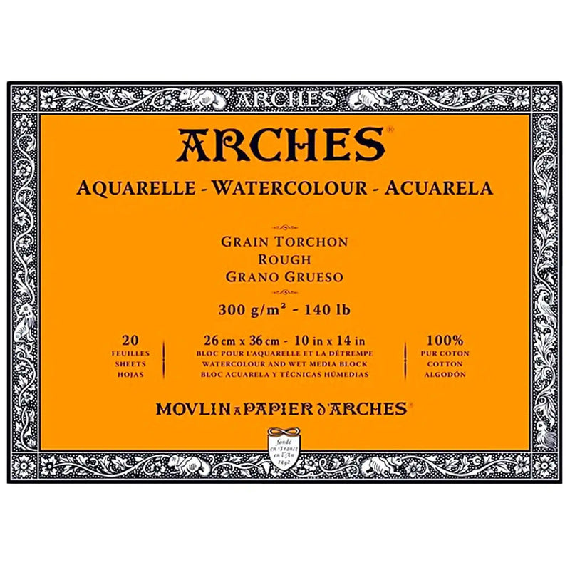 Arches - Block de Papel Acuarela Arches Grano Grueso 20 hojas 300gr - Somos Color