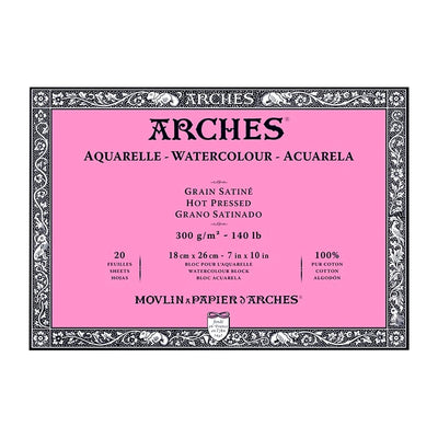 Arches - Block de Papel Acuarela Arches Grano Satinado 20 hojas 300gr - Somos Color