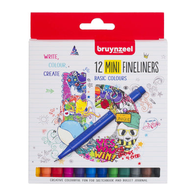 Bruynzeel - Marcadores Mini Punta Fina Set 12 Colores Básicos - Somos Color
