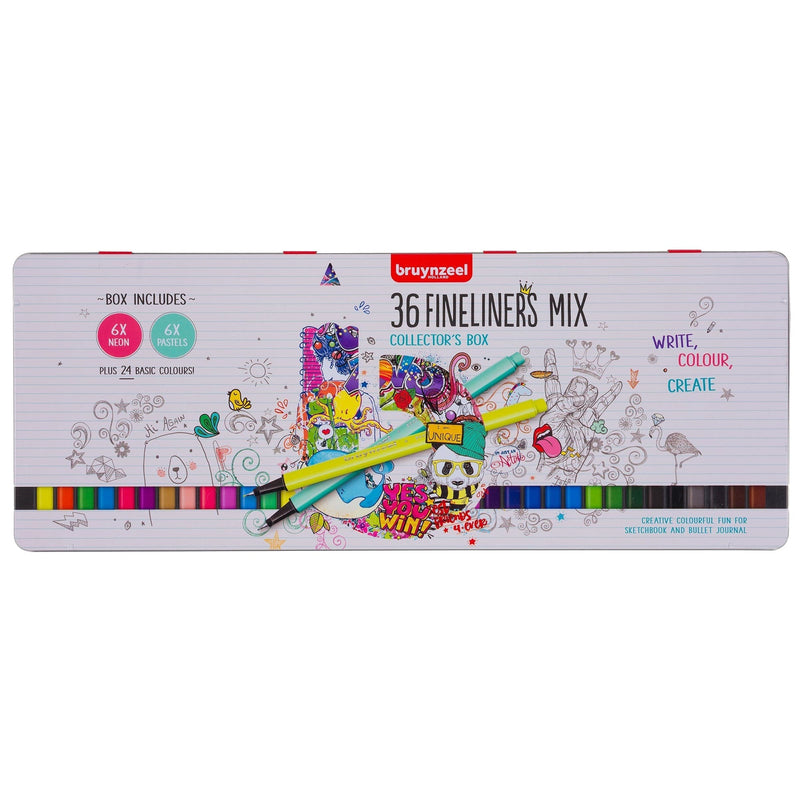 Bruynzeel - Marcadores Punta Fina Set 36 Colores Mix Caja de Coleccionista - Somos Color