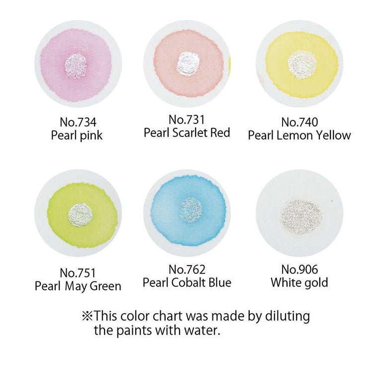 Kuretake - Acuarelas en Pastillas Kuretake Gansai Tambi Set 6 Pearl Colors - Somos Color
