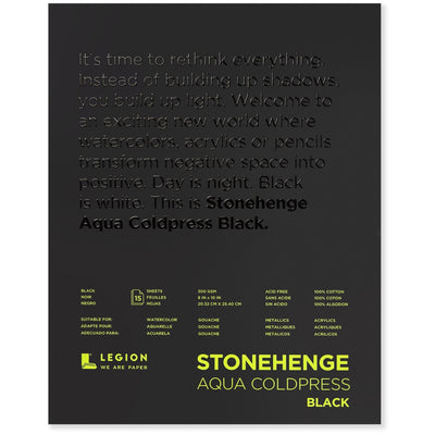 Legion Paper - Block de Papel Acuarela Stonehenge Aqua Negro Grano Fino 15 hojas 300gr - Somos Color