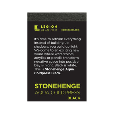 Legion Paper - Mini Pad Papel Acuarela Stonehenge Aqua Grano Fino Negro 10 hojas 300gr 6x9cm - Somos Color
