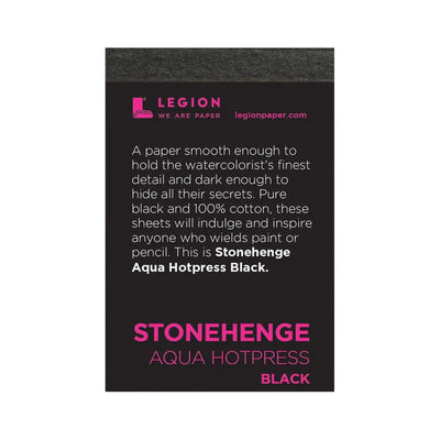 Legion Paper - Mini Pad Papel Acuarela Stonehenge Aqua Grano Satinado Negro 10 hojas 300gr 6x9cm - Somos Color
