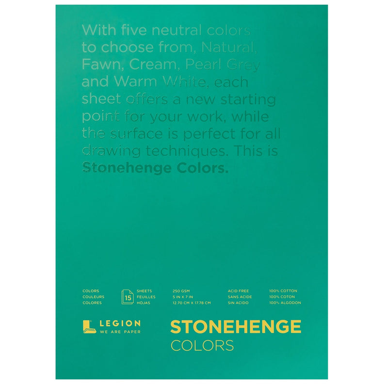 Legion Paper - Pad Papel Dibujo Stonehenge 15 hojas 250grs Colores 13x18cm - Somos Color