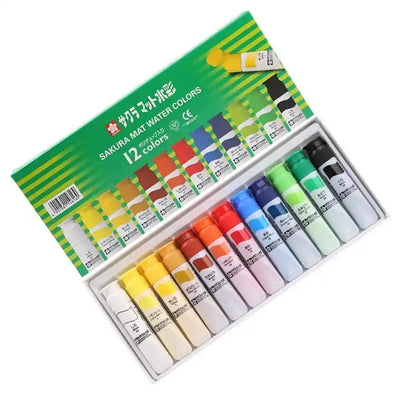 Sakura - Acuarelas en Tubos 12ml Sakura Mat Water Colors Set 12 colores - Somos Color