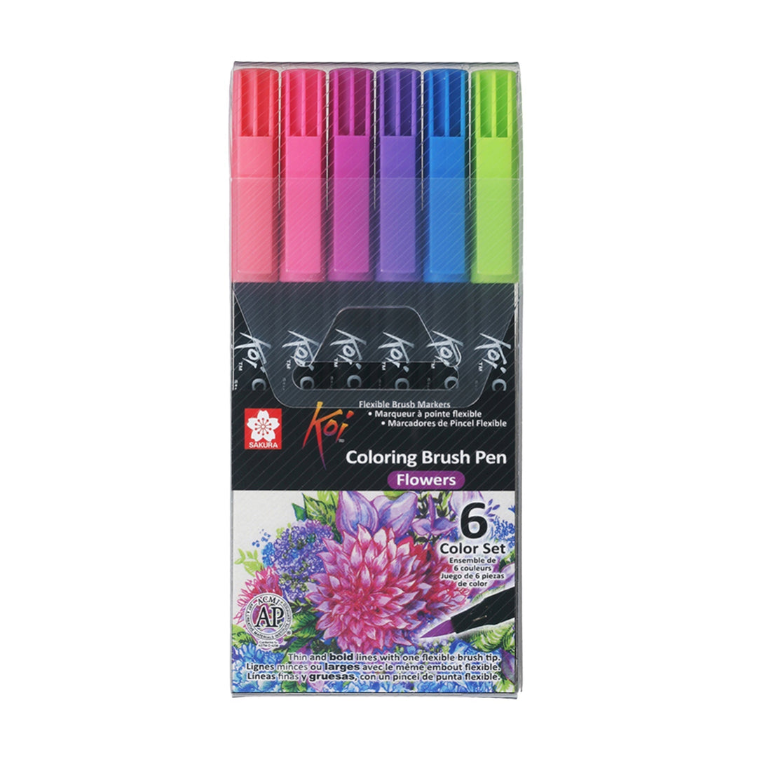 personal Lirio monstruo Marcadores Punta Pincel Sakura Koi Coloring Brush Pen Set 6 Colores Flores  - Somos Color