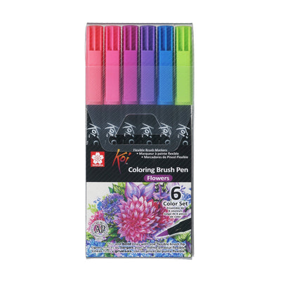 Sakura - Marcadores Punta Pincel Sakura Koi Coloring Brush Pen Set 6 Colores Flores - Somos Color
